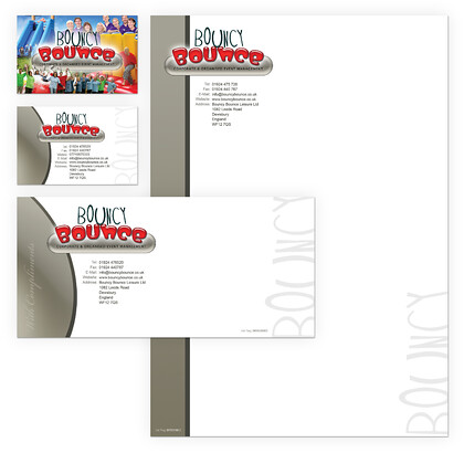 Bouncy Bounce Business Stationery Design 
 Design and artwork setup of business stationery for Bouncy Bounce including; business card, compliments slip and letterhead 
 Keywords: Comp slip, Printed, Letter Headed Paper, A4, Print, Personalised, Designer, Graphics, Corporate ID, Professional